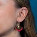 Boucles d'oreilles Gingko - Plaqué or & Cuir - N.20