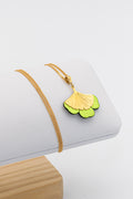 Collier Ginkgo en plaqué or et cuir - N.37