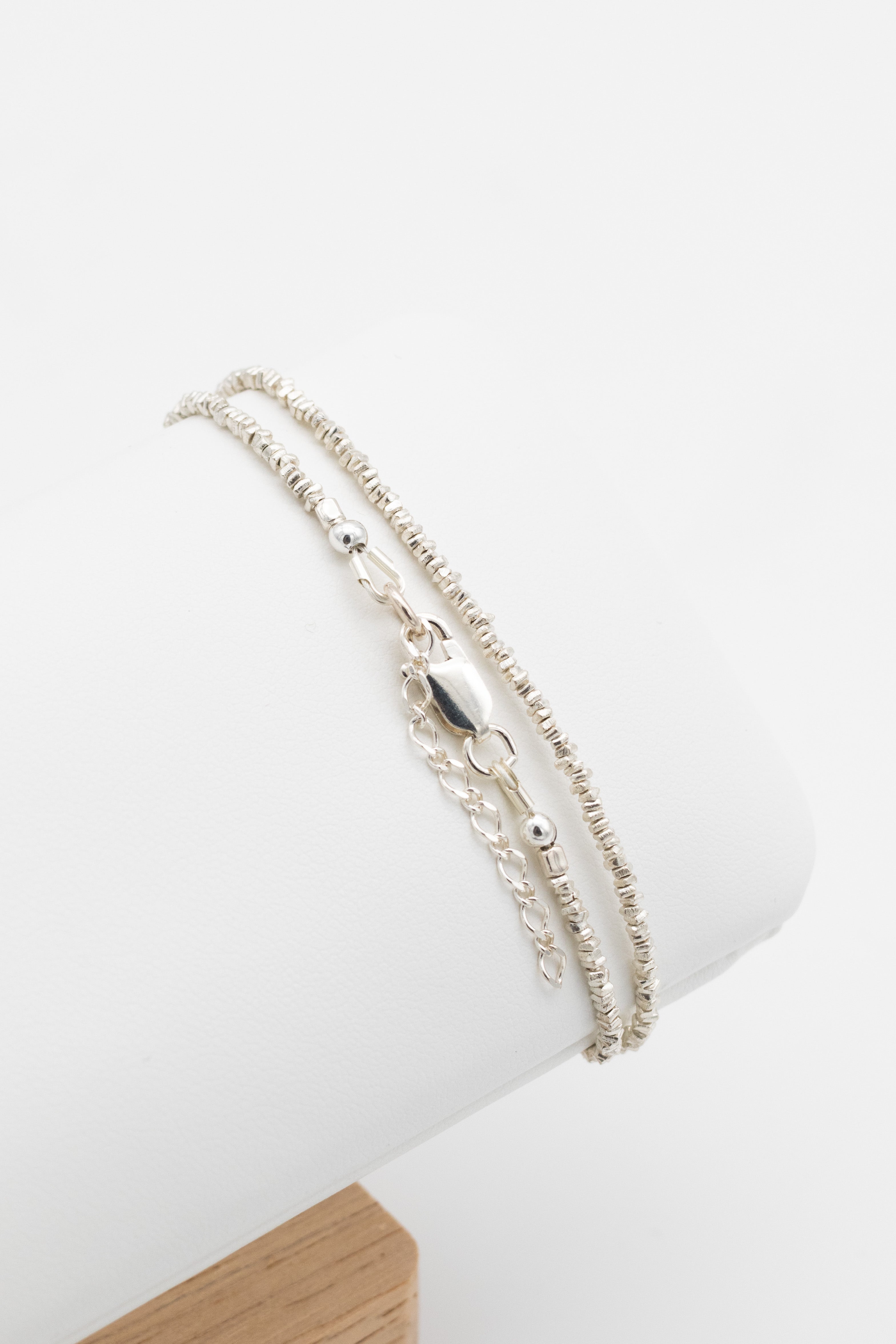 Bracelet Double - Perles irrégulières en argent 925