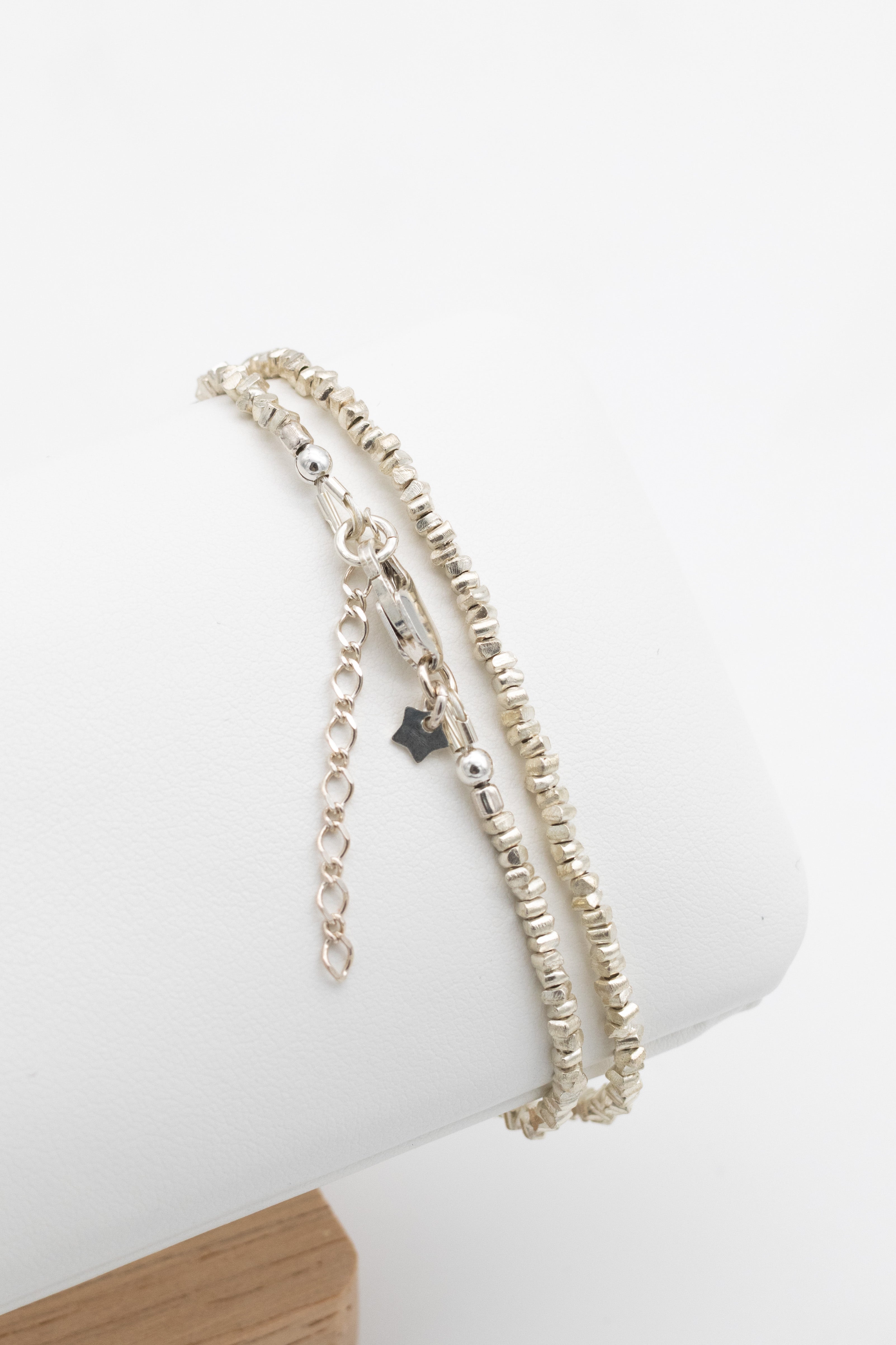 Bracelet Double - Perles cubes en argent 925