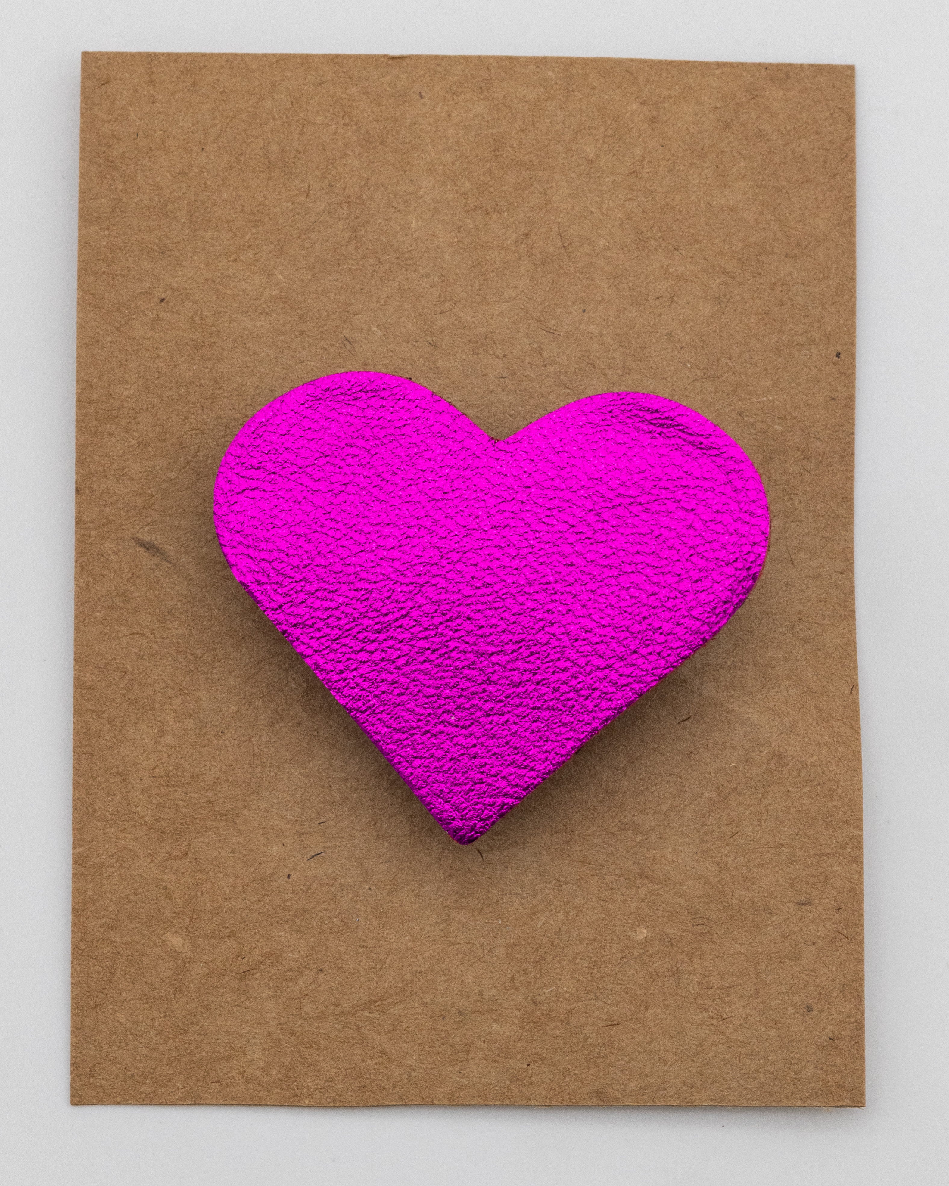Broche Coeur en Cuir - Texture Unie