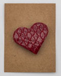 Broche Coeur en Cuir - Texture Écailles