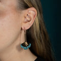 Boucles d'oreilles Gingko - Plaqué or & Cuir - N.26