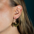 Boucles d'oreilles Gingko - Plaqué or & Cuir - N.39